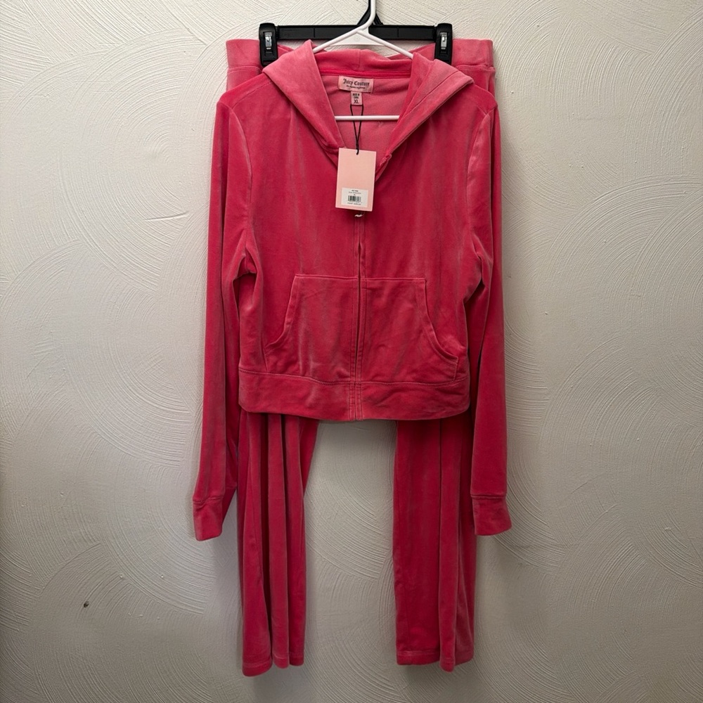 Juicy Couture Hot Pink Velour Zip Hoodie